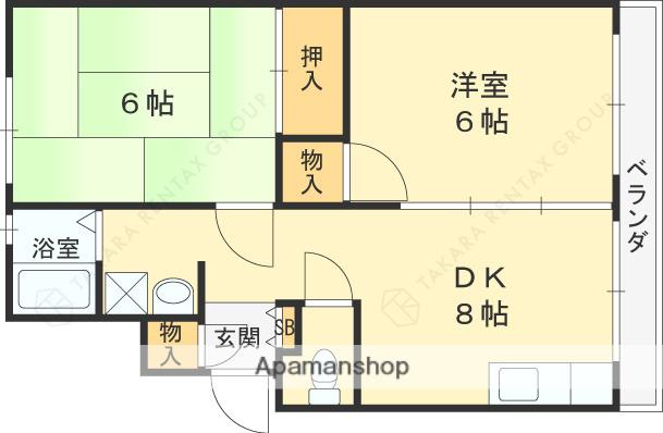 ウィンディア田口(2DK/2階)の間取り写真