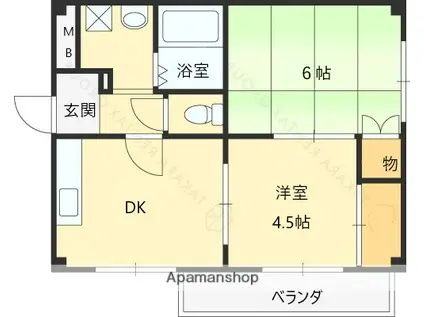 パルコート甲子園口(2DK/2階)の間取り写真