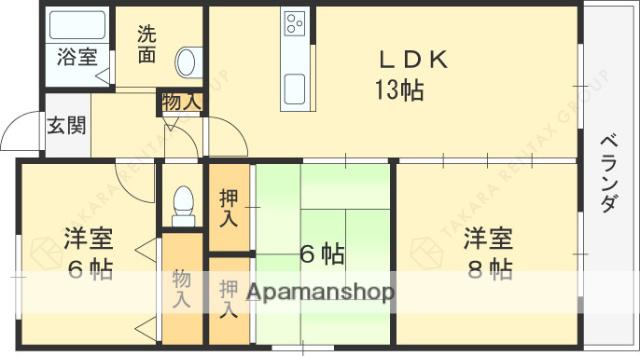 アミューズメント壱番館(3LDK/2階)の間取り写真