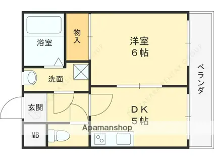 メゾンパピヨン(1DK/2階)の間取り写真