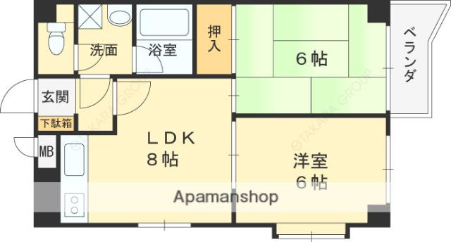 イーストプラザⅠ(2DK/5階)の間取り写真