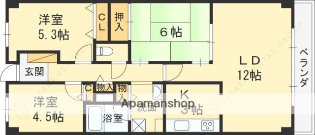 ルネ門戸(3LDK/7階)の間取り写真