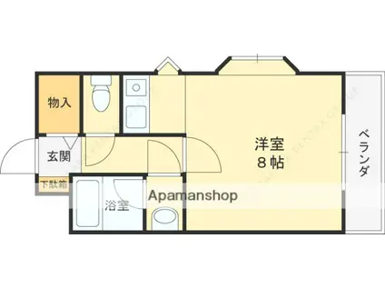 カーサ浅尾(ワンルーム/3階)の間取り写真