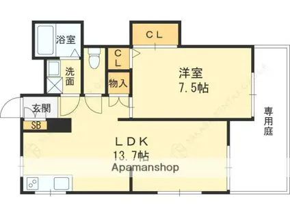河内メゾン(1LDK/1階)の間取り写真