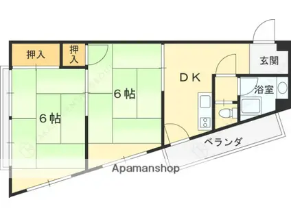 コーポヤオゼン(2DK/4階)の間取り写真