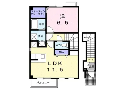 プラシードⅡ(1LDK/2階)の間取り写真