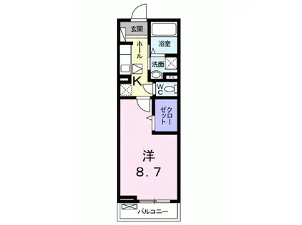 グランデイソラ(1K/1階)の間取り写真