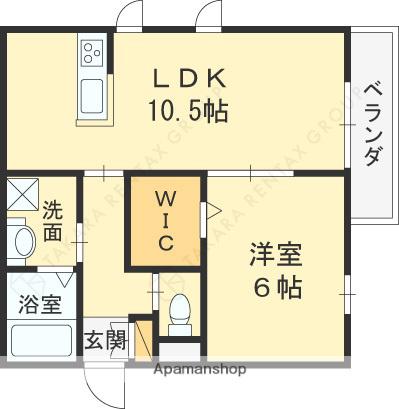 カーサビアンカ(1LDK/2階)の間取り写真