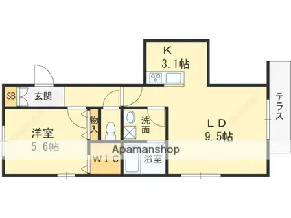 ホワイトホーク(1LDK/2階)の間取り写真