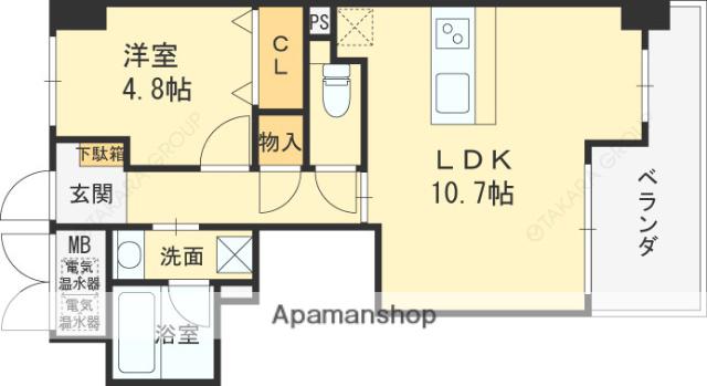 クオーレ西宮北口Ⅱ(1LDK/4階)の間取り写真