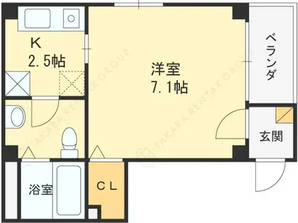 メゾン・ド・ヴィレ武庫川(1K/2階)の間取り写真