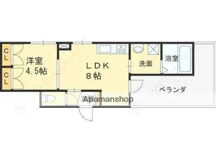 CHIC PIECE西宮北口(1LDK/3階)の間取り写真