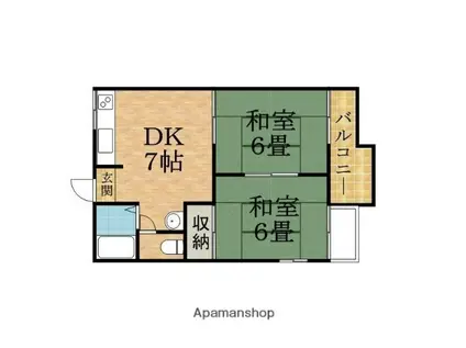ハイツ金和田(2DK/2階)の間取り写真