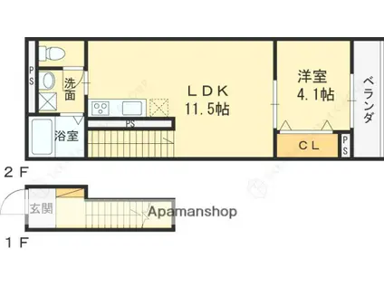リベルテ逆瀬川(1LDK/2階)の間取り写真