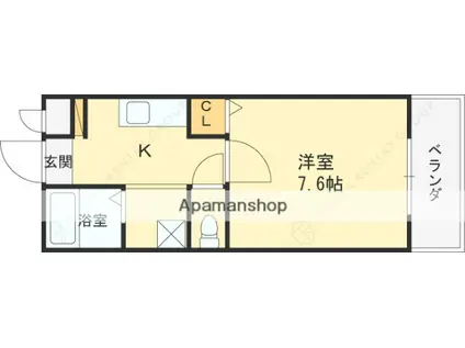 ジョイモアー(1K/3階)の間取り写真