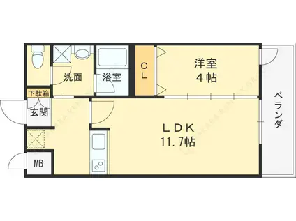 ウェルスクエア西宮甲東園(1LDK/1階)の間取り写真