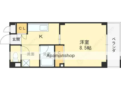 ジョイメニー(1K/2階)の間取り写真