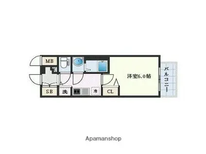 プレサンス大阪ゲートシティ(1K/12階)の間取り写真