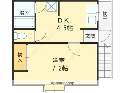谷輪ハイツ2(1DK/2階)の間取り写真