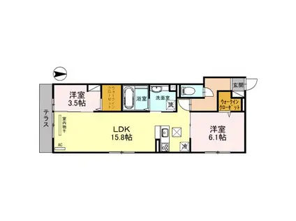 ローズコート西宮北口(2LDK/1階)の間取り写真