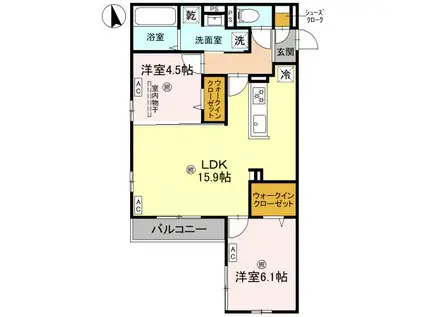 クラシスト甲子園一番町II(2LDK/2階)の間取り写真