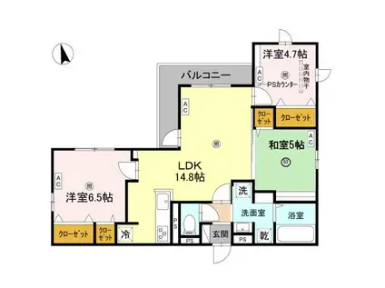 クラシスト甲子園一番町II(3LDK/3階)の間取り写真