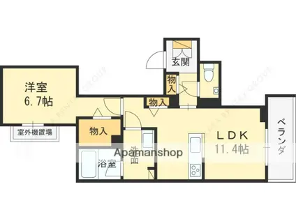 シャーメゾンプルミエ門戸厄神(1LDK/1階)の間取り写真