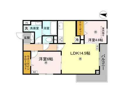 MAISON DE 青木(2LDK/3階)の間取り写真