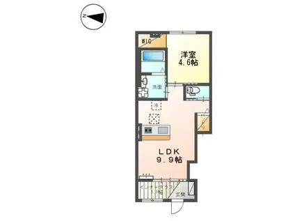 西宮市山口町下山口アパート工事(1LDK/1階)の間取り写真