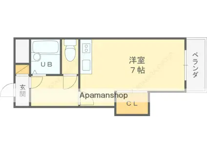 ハイネス門戸(1K/1階)の間取り写真