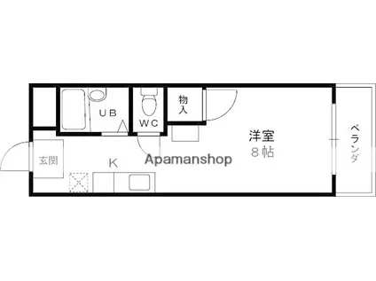 ルピナス(ワンルーム/1階)の間取り写真