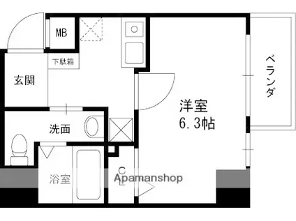 リオレスタ西宮(1K/8階)の間取り写真