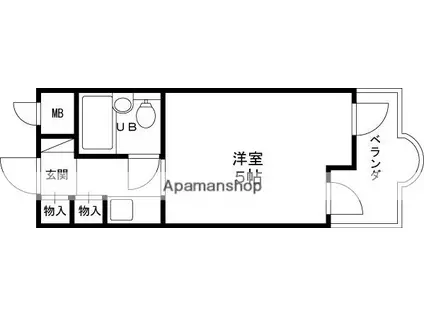 MIZUKI夙川(1K/1階)の間取り写真