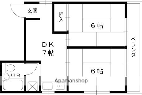 シャルム風見鳥(2DK/3階)の間取り写真
