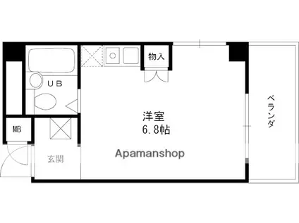 ヴィラサンローズ(ワンルーム/2階)の間取り写真