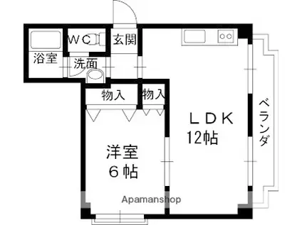 エトール1(1LDK/2階)の間取り写真