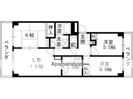 ソレーユ西宮(3LDK/3階)の間取り写真