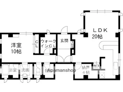 松生ビラ(1LDK/1階)の間取り写真