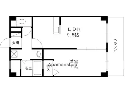 グランパシフィック萱島(1LDK/7階)の間取り写真