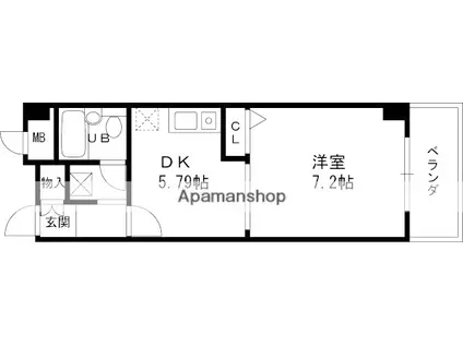 プルミエール大西(1DK/2階)の間取り写真