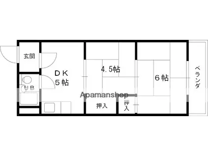 ハイツ元町(2K/4階)の間取り写真