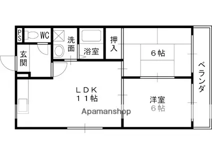 タウンコート鎮西(2LDK/3階)の間取り写真