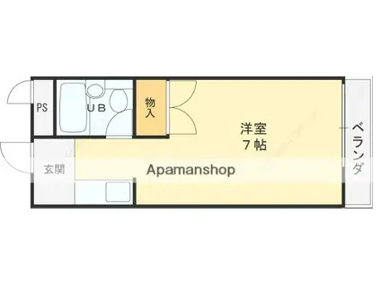 大宝石切CTスクエア(ワンルーム/1階)の間取り写真