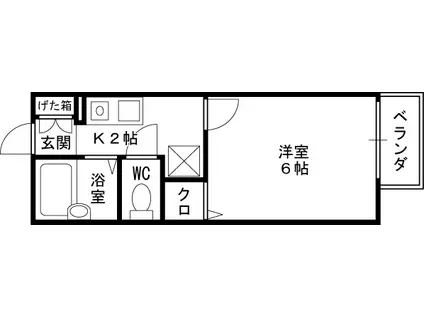 ジュネスうえがはら(1K/1階)の間取り写真