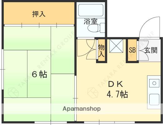 シャトー宝塚(1DK/3階)の間取り写真