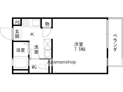 クラシス甲子園(1K/2階)の間取り写真