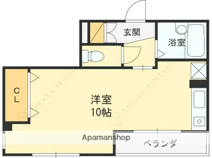レザムルーズ西宮(ワンルーム/10階)の間取り写真
