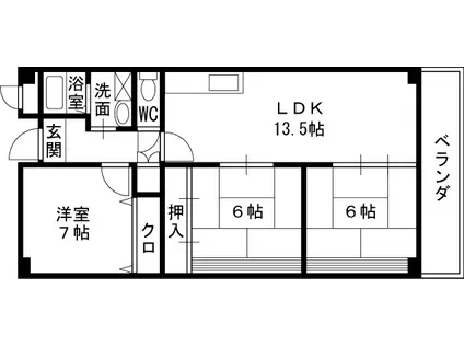 スエルテ松田(3LDK/1階)の間取り写真