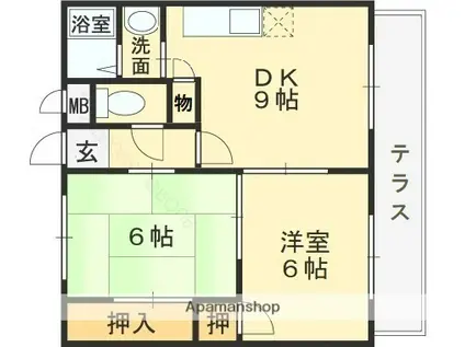 ビスタハイツ(2DK/1階)の間取り写真
