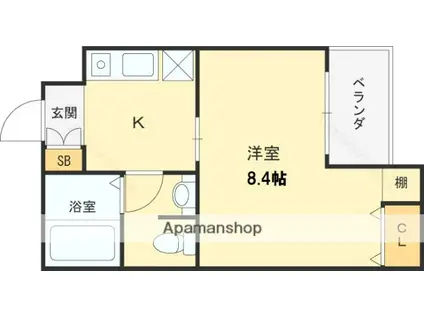 芦屋セントラル(1K/2階)の間取り写真